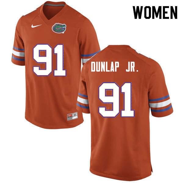 Women's NCAA Florida Gators Marlon Dunlap Jr. #91 Stitched Authentic Nike Orange College Football Jersey EDX0165JZ